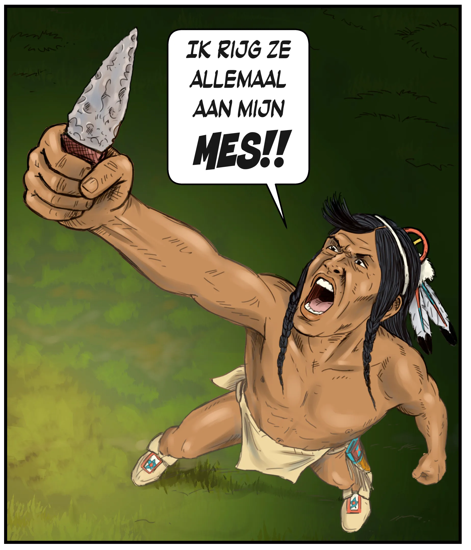 Krijger uit de graphic novel Het Pad van de Blackfeet door Ben Art Work